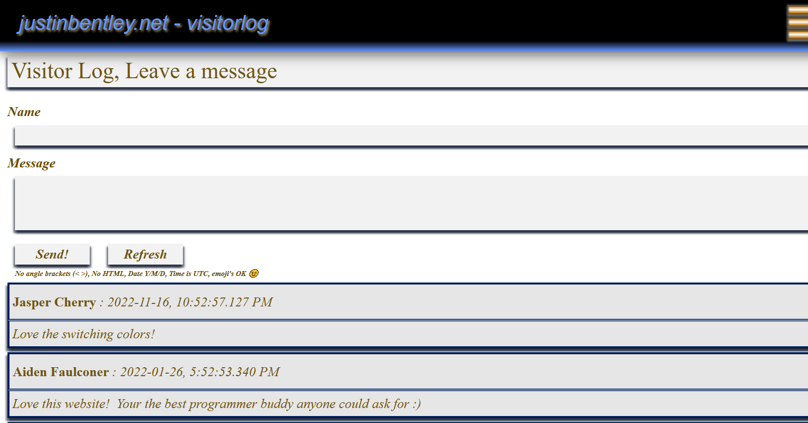Visitor Log (justinbentley.net)