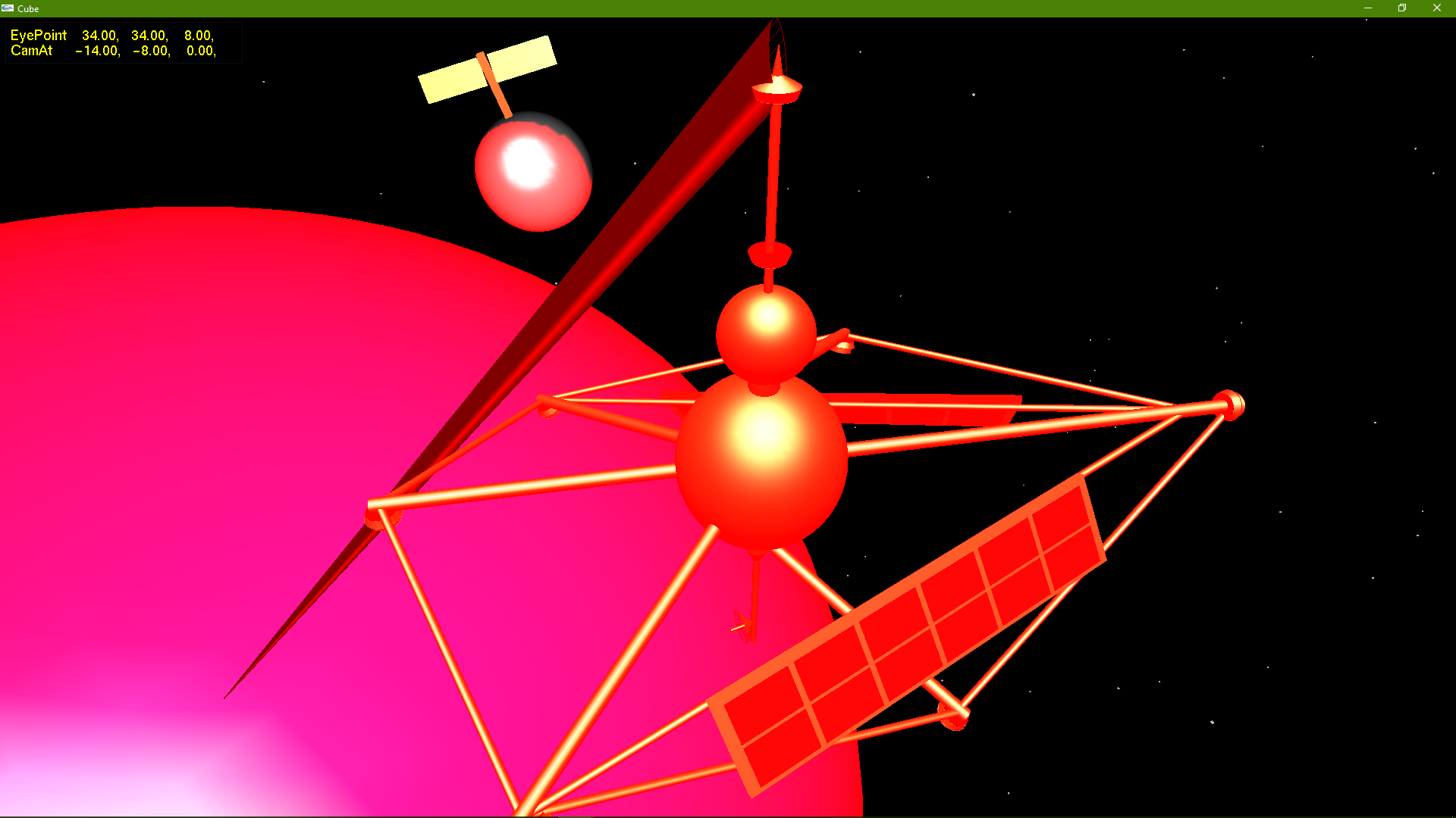 Moonraker Space Station in orbit over the planet with the Solar Reflecting Moon firing its lazer!